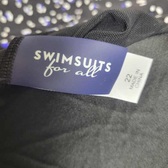 SWIMSUITS For All One Piece Swimsuit Skirted Black/Blue/White Polkadot Womens 22 - Picture 5 of 6